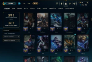 Esmeralda 1 com TODOS os Champs e 157 Skins (TOP / MID / JG) - League of Legends LOL