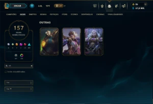 Esmeralda 1 com TODOS os Champs e 157 Skins (TOP / MID / JG) - League of Legends LOL