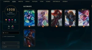 Conta no League of Legends 1228 skins - PLAT 4 LOL