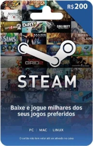 Steam <span style='color: red;'>Gift</span> Card - Cartão Pré Pago R$ 200
