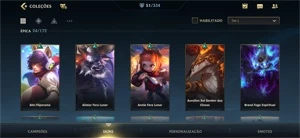 Vendo conta Wild Rift com 52 skins, 78 campeões e 25k de cri - League of Legends: Wild Rift LOL WR