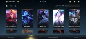 Vendo conta Wild Rift com 52 skins, 78 campeões e 25k de cri - League of Legends: Wild Rift LOL WR