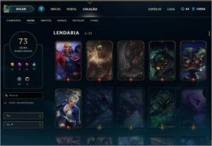 CONTA - 73 SKINS / BORDA DE PLATINA - League of Legends LOL