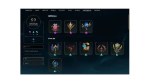 378 skins, 336 icones, elmo e bandeira chall. e muito mais - League of Legends LOL
