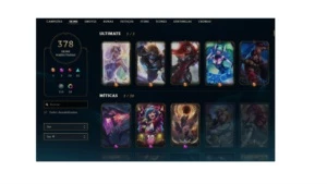 378 skins, 336 icones, elmo e bandeira chall. e muito mais - League of Legends LOL