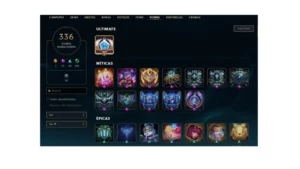 378 skins, 336 icones, elmo e bandeira chall. e muito mais - League of Legends LOL