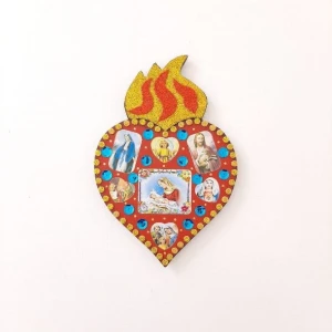 Quadrinho Sagrado Coração com Lantejoulas Az - Artesanato e Personalizados