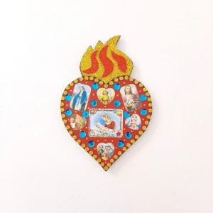 Quadrinho Sagrado Coração com Lantejoulas Az - Artesanato e Personalizados