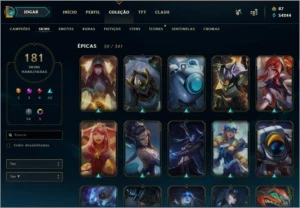 Lvl 184 / All Champ / 181 Skins / 50k Essência / 53 Emotes / - League of Legends LOL