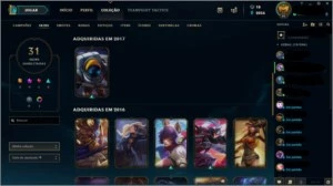 Conta Ouro IV - LV 89 - 87 champs e 31 skins - League of Legends LOL