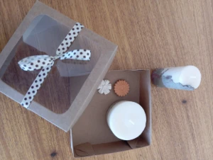 Kit Vela Pilar, Vela Redonda e 2 Aromatizadores - Artesanato e Personalizados