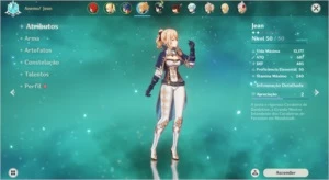 Genshin Impact - AR 40 - Diluc + Venti + Jean + Arma 5*