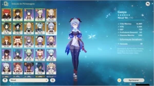 Genshin Impact Ar58 com 36 personagens