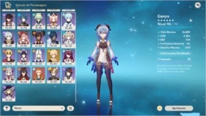 Genshin Impact Ar58 com 36 personagens