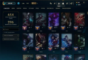 Bronze 3 com TODOS os Champs e 194 Skins ( MID / JG / ADC ) - League of Legends LOL