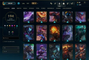 Bronze 3 com TODOS os Champs e 194 Skins ( MID / JG / ADC ) - League of Legends LOL