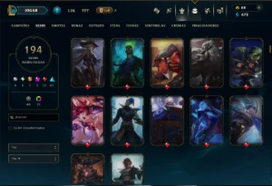Bronze 3 com TODOS os Champs e 194 Skins ( MID / JG / ADC ) - League of Legends LOL
