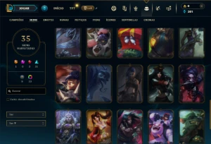 Mestre com 100 Champs e 35 Skins  ( 39 PDL ) - League of Legends LOL