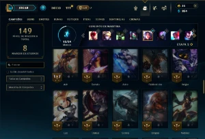 Platina 2 com 65 Champs e 26 Skins + 3 Vitoriosas - League of Legends LOL