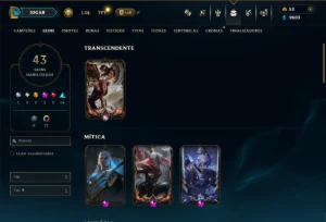 Esmeralda 4 com 135 Champs e 43 Skins +2 Prestigios - League of Legends LOL
