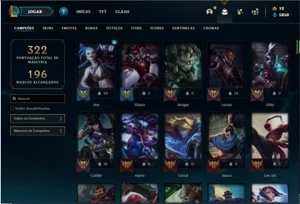 Conta bronze 1 com 120 Champs e 82 Skins + 3 Vitoriosas - League of Legends LOL