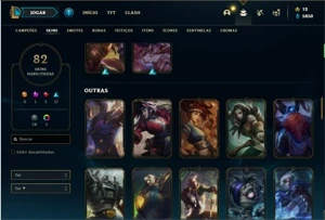 Conta bronze 1 com 120 Champs e 82 Skins + 3 Vitoriosas - League of Legends LOL