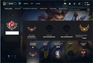 Conta bronze 1 com 120 Champs e 82 Skins + 3 Vitoriosas - League of Legends LOL