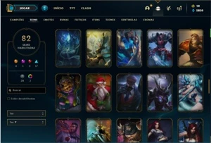 Conta bronze 1 com 120 Champs e 82 Skins + 3 Vitoriosas - League of Legends LOL