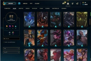 Conta bronze 1 com 120 Champs e 82 Skins + 3 Vitoriosas - League of Legends LOL
