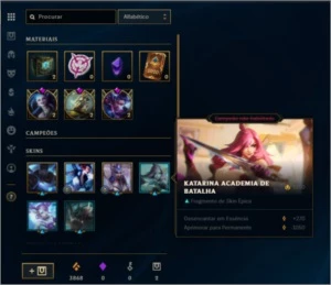CONTA PRATA 1    15 SKINS+ - League of Legends LOL