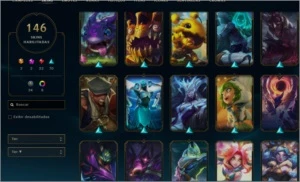LoL ouro 3, 146 skins - League of Legends