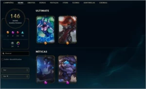 LoL ouro 3, 146 skins - League of Legends