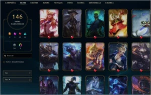 LoL ouro 3, 146 skins - League of Legends