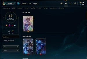 Conta Unranked com 106 Champs e 63 Skins - League of Legends LOL