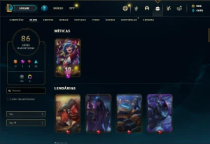 Conta Platina 4 com 140 Champs e 86 Skins ( MAIN ADC ) - League of Legends LOL