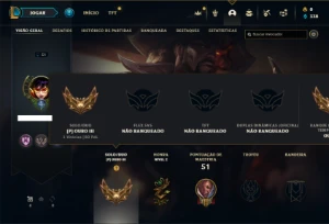 Ouro 3 com 35 Champs e 10 Skins ( 3 Vitoriosas ) - League of Legends LOL