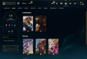 Ouro 3 com 35 Champs e 10 Skins ( 3 Vitoriosas ) - League of Legends LOL