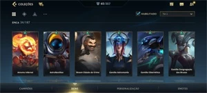 WILD RIFT 62 SKINS+1890 WCs; 14K PONTOS DE COLECIONADORES; - League of Legends LOL
