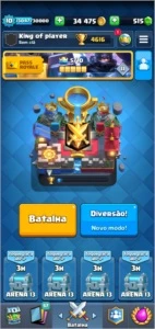 Conta Clash Royal 34k de ouro, 515 gemas, 4k600 troféus - Clash Royale