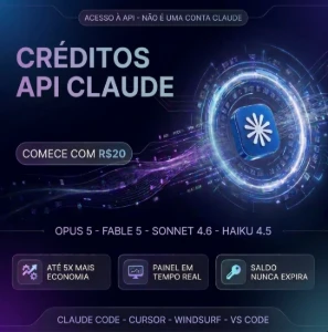 Claude Code Api | 5X Créditos | Sonnet, Opus, Fable - Inteligência Artificial