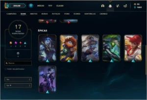 Conta prata 4 com 17 skins e 34 champs ( 160k de riven ) - League of Legends LOL