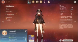 Contas Genshin Impact AR 5 com Hutao