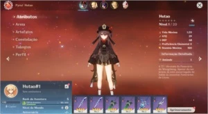 Contas Genshin Impact AR 5 com Hutao