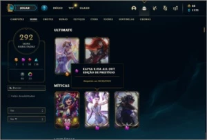 Conta ouro 4 com TODOS os champs e 292 skins (2 prestigios) - League of Legends LOL