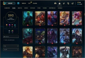 Conta ouro 4 com TODOS os champs e 292 skins (2 prestigios) - League of Legends LOL