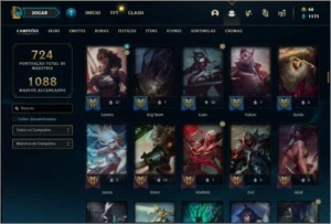 Conta ouro 4 com TODOS os champs e 292 skins (2 prestigios) - League of Legends LOL