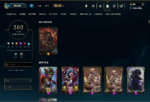 Esmeralda 4 com TODOS os Champs e 360 Skins ( Nivel 955 ) - League of Legends LOL