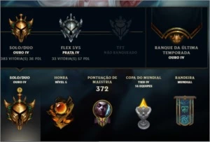 Conta Gold,mmr bom,105 campeões,25 skins boas 52 no total - League of Legends LOL