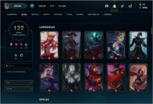 Conta prata 3 com 122 skins e 86 champs - League of Legends LOL