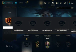 Conta Unrnaked com 100 Champs e 63 Skins + 3 Vitoriosas - League of Legends LOL